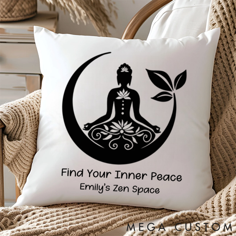Personalized Meditation Pillows Natural Element Pillows Custom Name Yoga Pillows Gift Idea for Yoga Lover