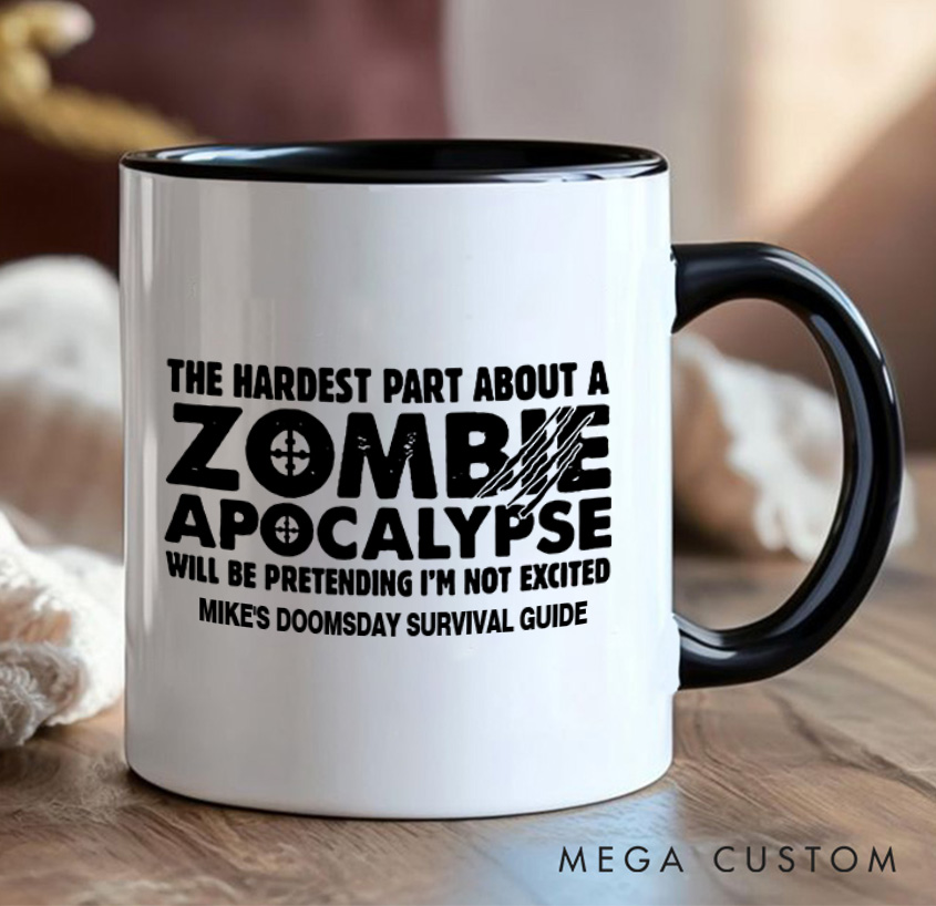 Personalized Zombie Apocalypse Enthusiast Mug Coffee Cup with Names Gift for Geek Nerd
