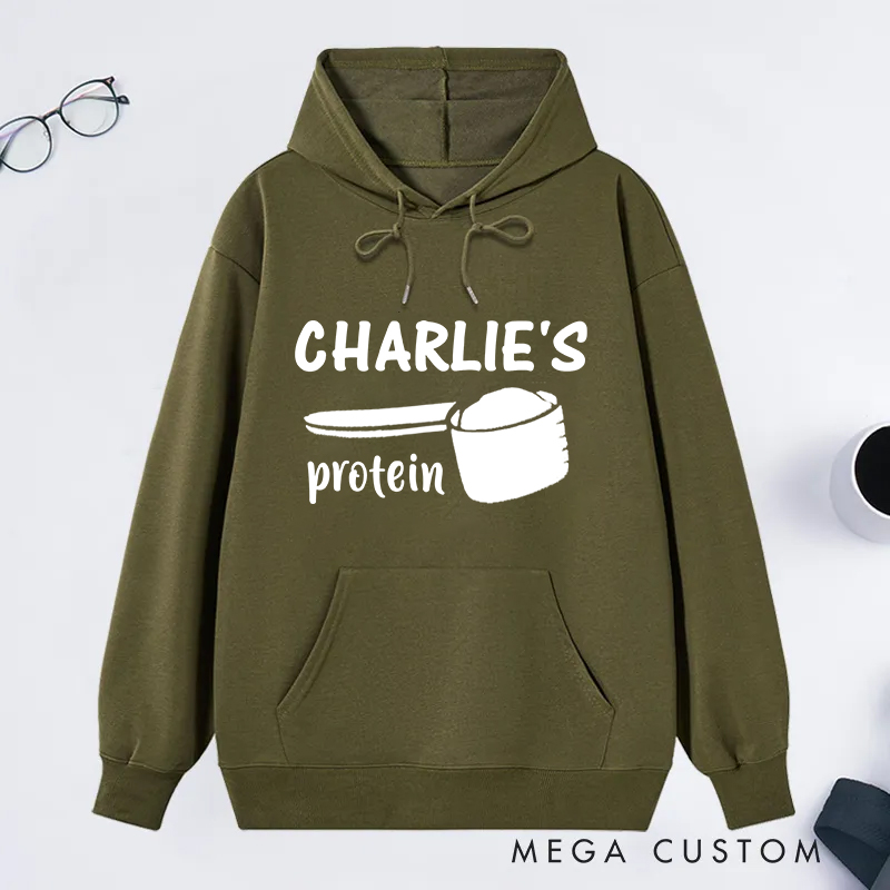 Personalized Protein Classic Hoodies with Protein Scoop Design for Fitness Enthusiasts Bodybuilders and Gym Lovers