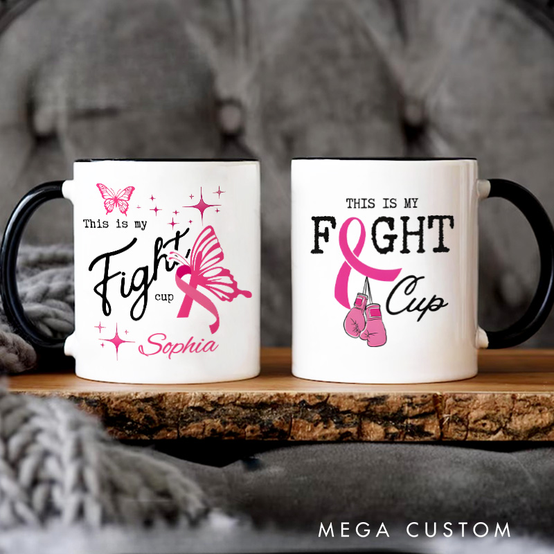 Personalized Empowering Breast Cancer Fighter Butterfly and Hopeful Message Design Mug