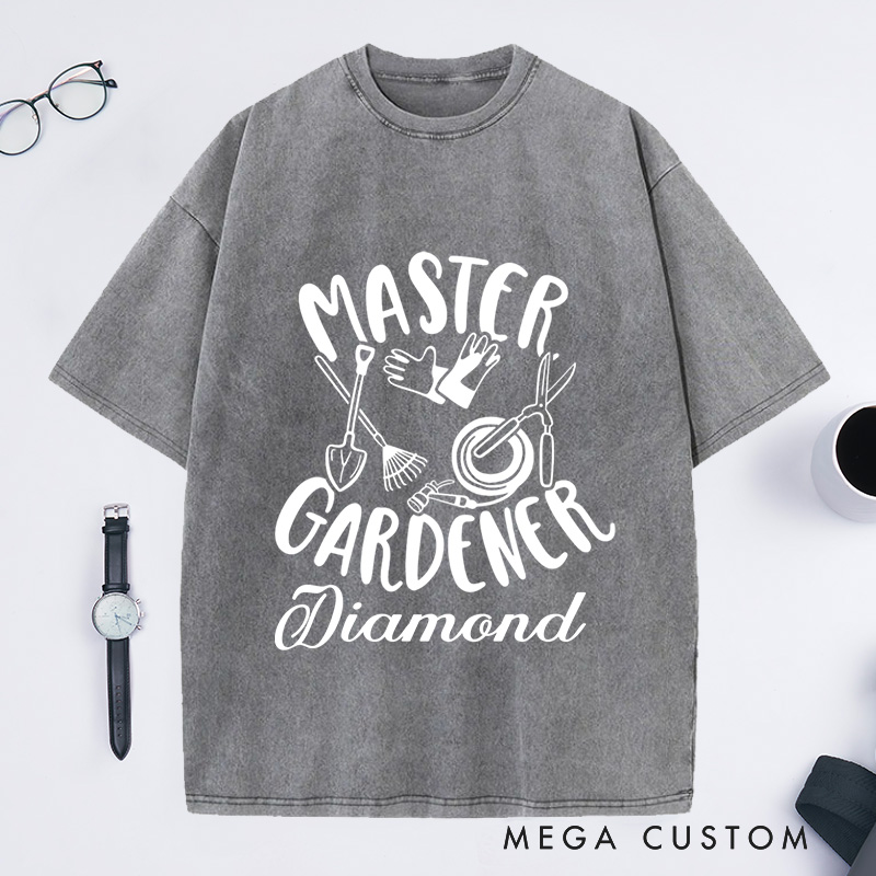 Personalized Master Gardener Washed T-Shirts Custom Gardener Shirt with Name Plant Lover Shirt Gardening Shirt Gardener Gift