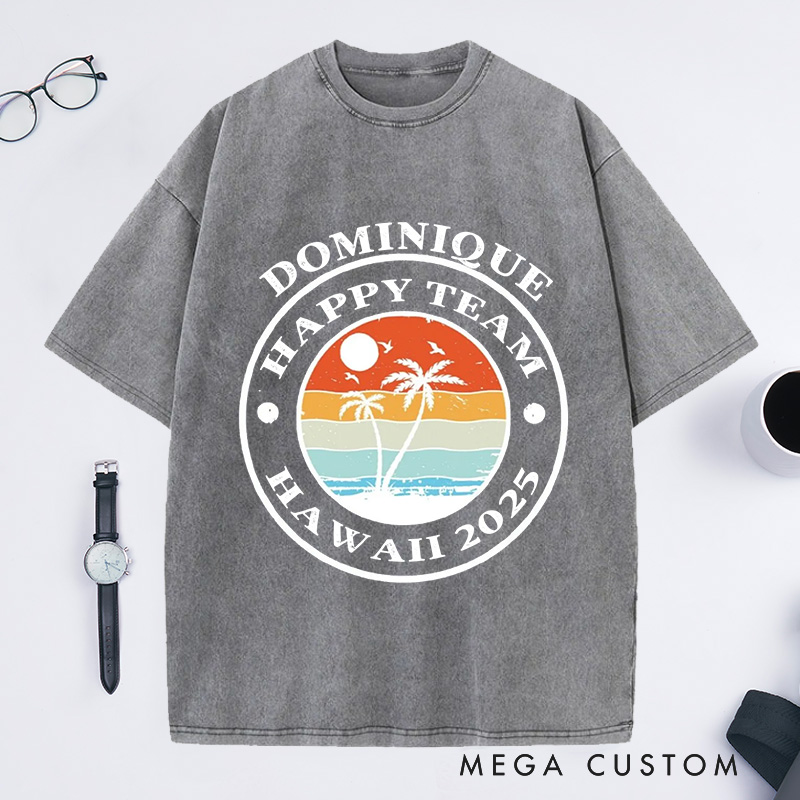 Personalized Summer Travel Washed T-Shirts Vacation Shirts with Name Beech Trip Shirt Gift For Traveler Tee Trip Lover Gift