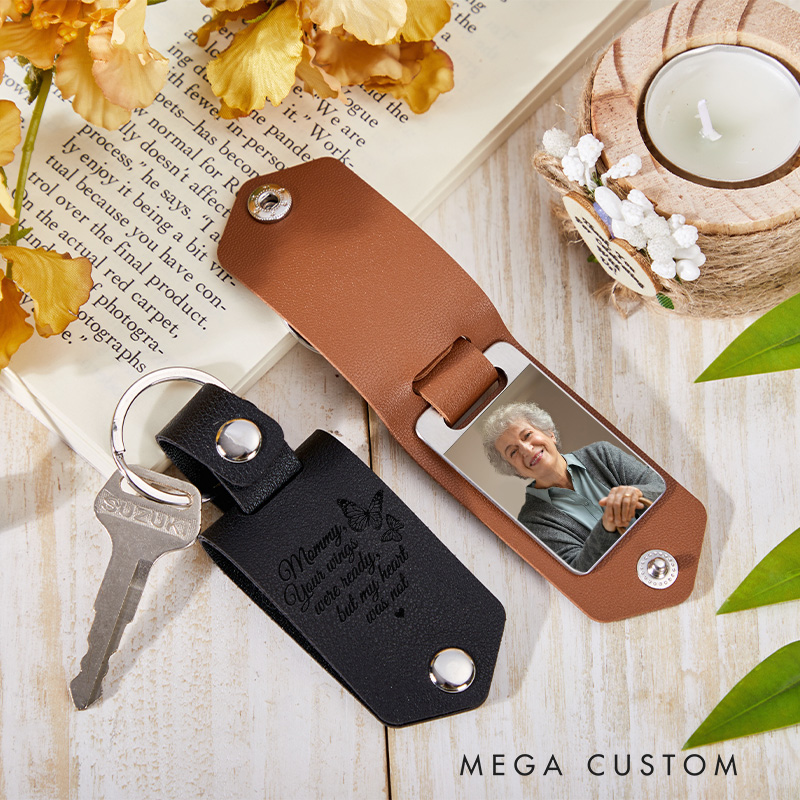 Personalized Memorial Keychain with Photo for Loss of Loved One Engrave Keychain Remembrance Sympathy Gift Memorial Keyring