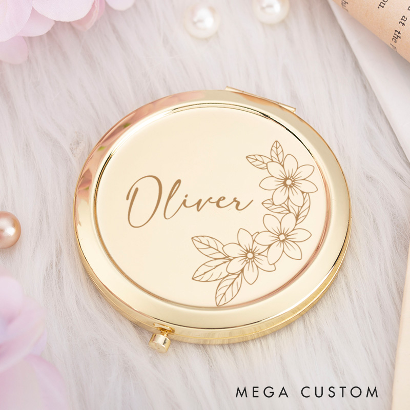 Personalized Compact Mirror Engraved Pocket Mirror Name Makeup Collapsible Mirror Bachelorette Party Favors Birthday Gift