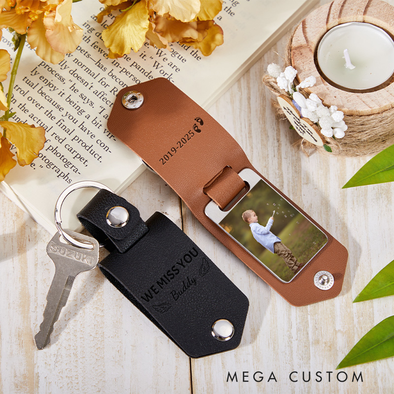 Personalized Photo Memorial Keychain for Loss of Loved One We Miss You in Loving Memory Keyring Memorial Remembrance Sympathy Gift