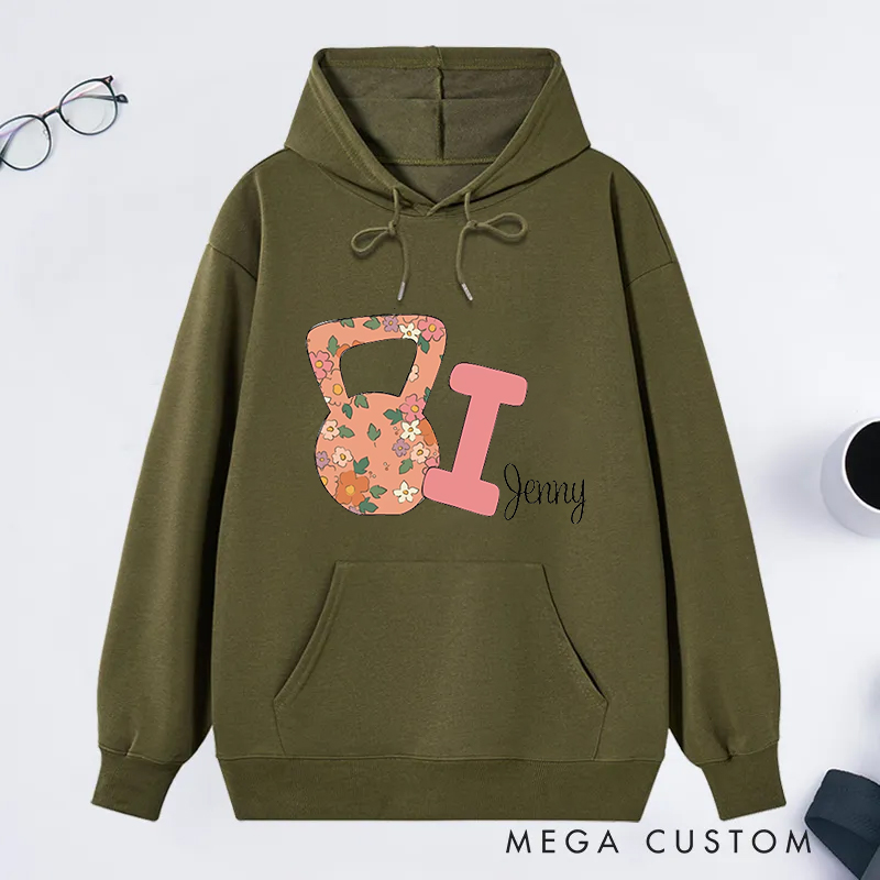 Personalized Kettlebell Classic Hoodies with Stylish Floral Kettlebell Graphic for Fitness Enthusiasts Bodybuilders and Gym Lovers