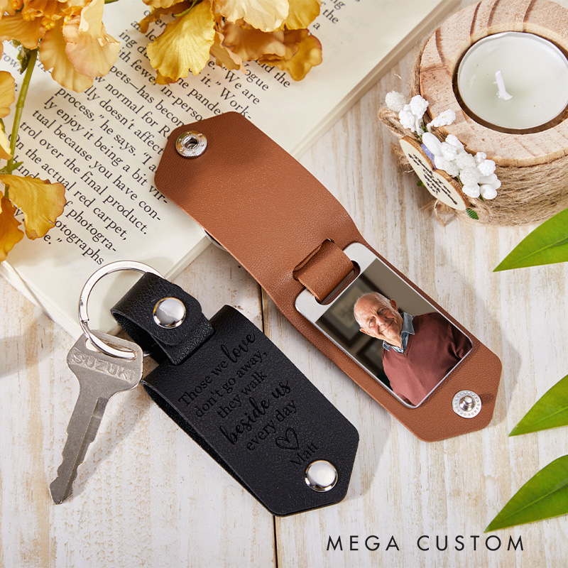 Personalized Memorial Photo Keychain for Loss of  Loved One Walk beside us Bereavement Condolence Remembrance Gifts in Loving Memory Keyring