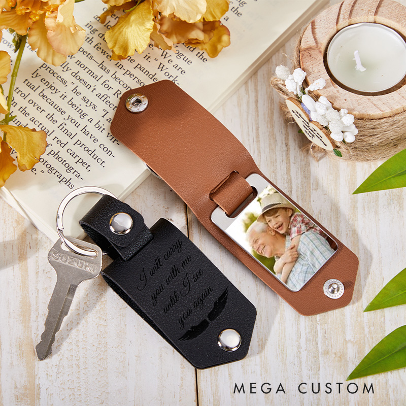 Personalized Photo Memorial Keychain for Loss of Loved One Bereavement Condolence Remembrance Gifts in Loving Memory Keyring
