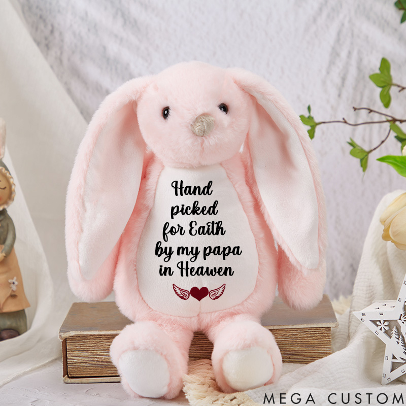 Personalized Baby Memorial Bunny Hand Picked for Earth Lost Loved Ones Keepsake Sent from Heaven Newborn Gift Sympathy Gift 