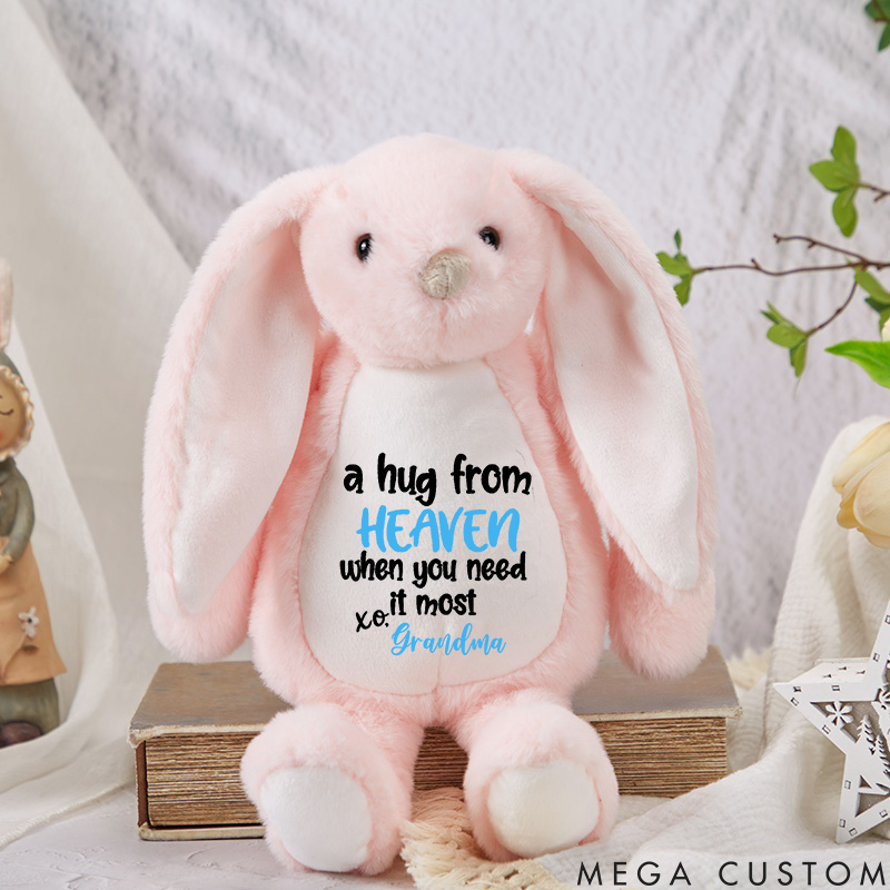 Personalized Memorial Bunny a Hug from Heaven Gift For Grieving Child Custom Name Bunny Rabbit Keepsake Newborn Gift Loss of Loved One Sympathy Gift