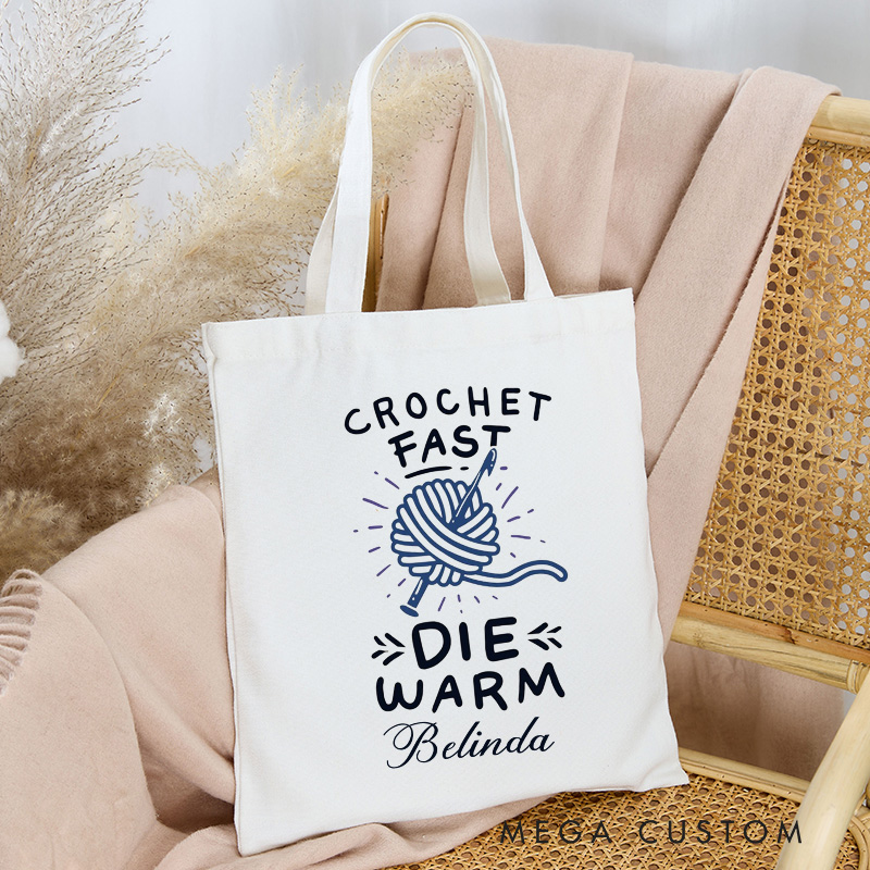 Personalized Crochet Fast Die Warm Tote Bag Gift for a Knitting Lover Gift