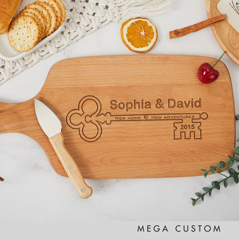 Personalized Memorable New Home Adventures Wooden Cutting Board with Custom Names Year for Housewarming Keepsake