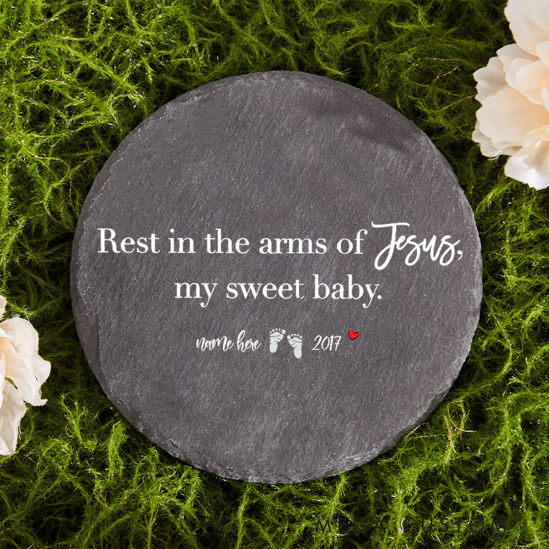 Personalized Baby Loss Memorial Stone Rest in the Arms of Jesus Infant Loss Garden Stone Baby Miscarriage Gift Sympathy Gifts