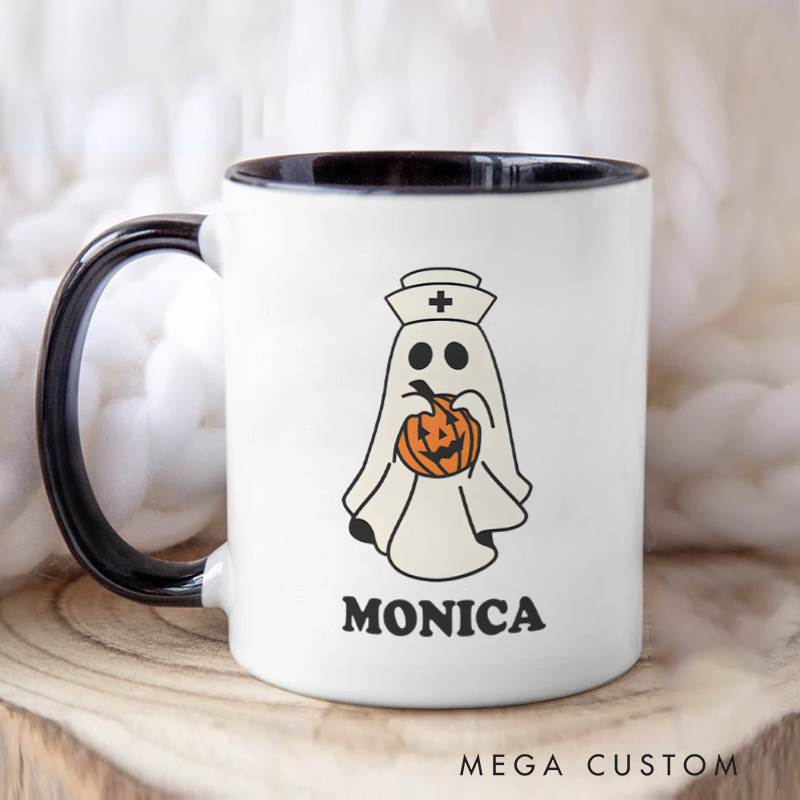 Personalized Nurse Mug Spooky Nurse Halloween Care Design Coffee Mug Gift