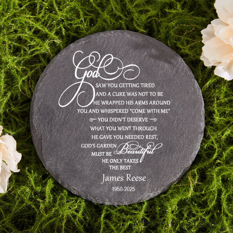 Personalized Memorial Garden Stone for Loss of Loved One God Saw You Getting Tired Sympathy Gift Slate Grave Marker Keepsake Bereavement Gift