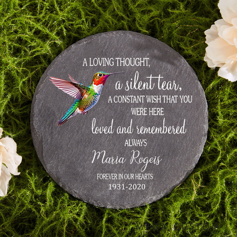  Personalized A Silent Tear Memorial Garden Stone Sympathy Gift for Loss of a Loved One Slate Grave Marker Keepsake Remembrance Bereavement Gift