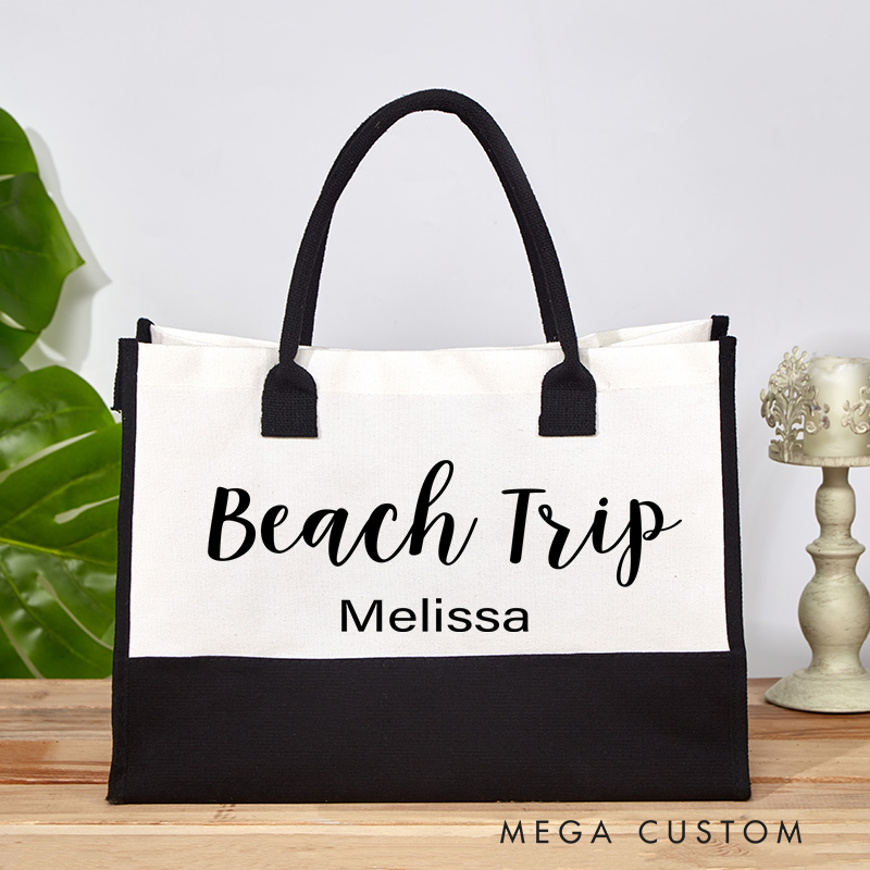 Personalized Beach Trip Tote Bag for Traveling Lovers Vacation Tote Bag Gift for Trip
