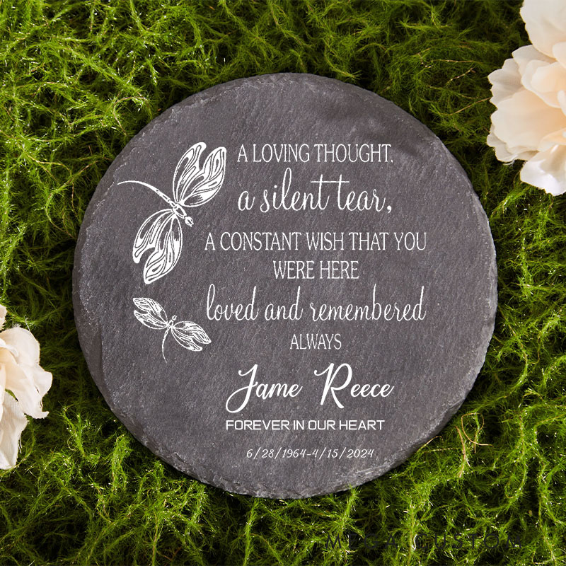 Personalized a Silent Tear Memorial Garden Stone Sympathy Gift Slate Grave Marker Keepsake Remembrance Bereavement Gift for Loss of a Loved One