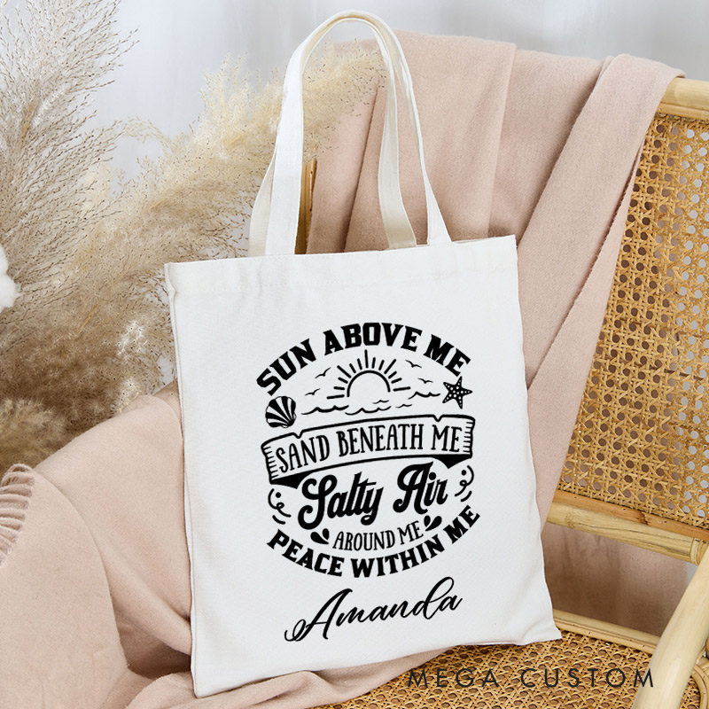 Personalized Sun Above Me Tote Bag Gift for Traveling Lovers Gift for Beach Trip