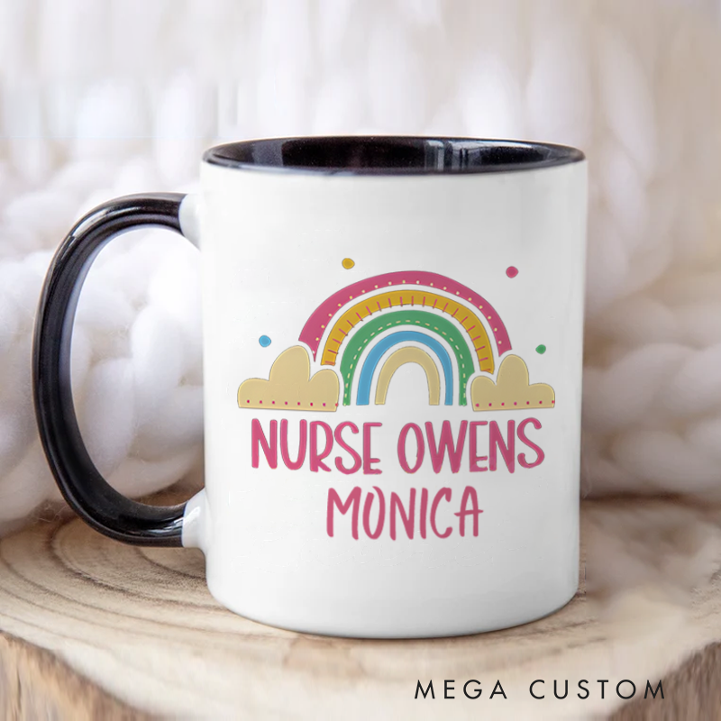 Personalized Nurse Mug Rainbow of Care Nurse Owens Design Coffee Mug Gift