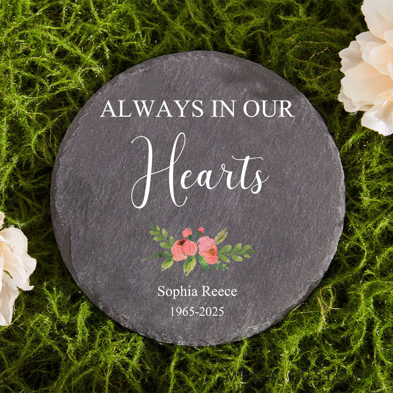 Personalized Memorial Garden Stone Always In Our Hearts in Memory of Loved One Gifts Condolence Bereavement Gift for Garden Outside