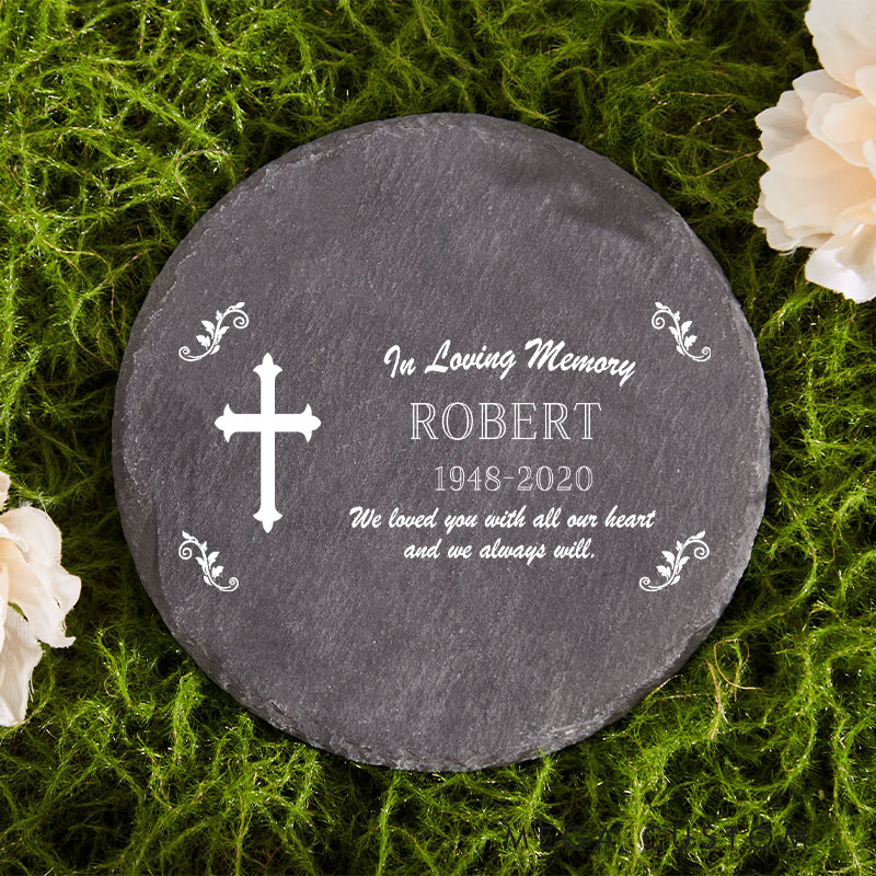 Personalized Cross Memorial Stone for Loss of Loved One in Loving Memory Memorial Stone Loved One Memorial Plaque Sympathy Gift Tribute Cemetery Decor
