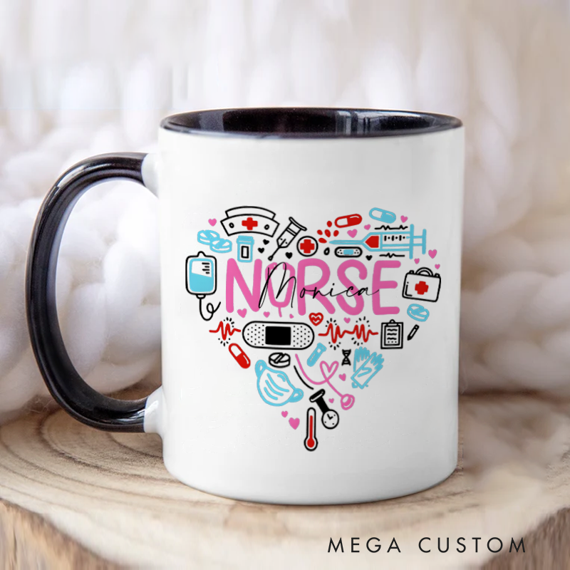 Personalized Nurse Mug Heart of Nurse Design Coffee Mug Gift