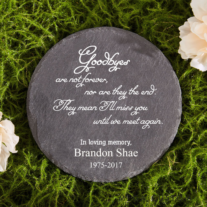 Personalized Memorial Slate Stone Goodbyes Are Not Forever  Memorial Stone Plaque Ornament for Loss of Loved One Outdoor Cemetery Decor 
