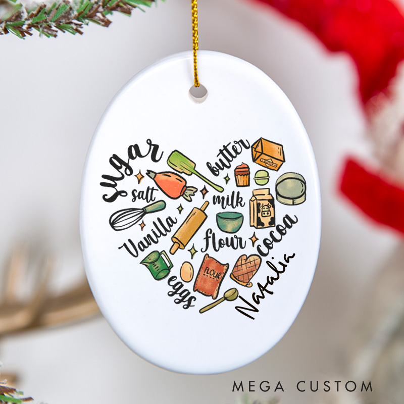 Personalized Baker Christmas Ornament Bakery Heart Xmas Ornament Baker Gift Baking Lover Gift Baking Gift