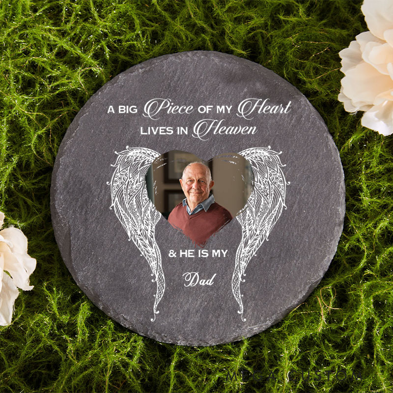 Personalized Memorial Stone with Photo On Angels Wings Custom in Loving Memory Gifts Funeral Remembrance Garden Stone Memorial Gift