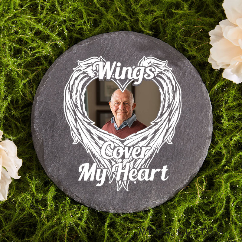 Personalized Angel Wings Memorial Stone with Photo in Loving Memory Gifts Funeral & Remembrance Loss of  Loved one Garden Stone
