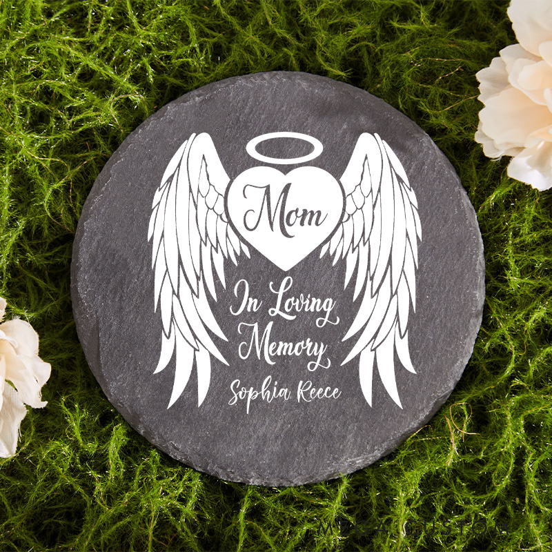 Personalized Memorial Stone In Loving Memory Gift Angel Wings Memorial Garden Stone Always In My Heart Bereavement Grave Marker