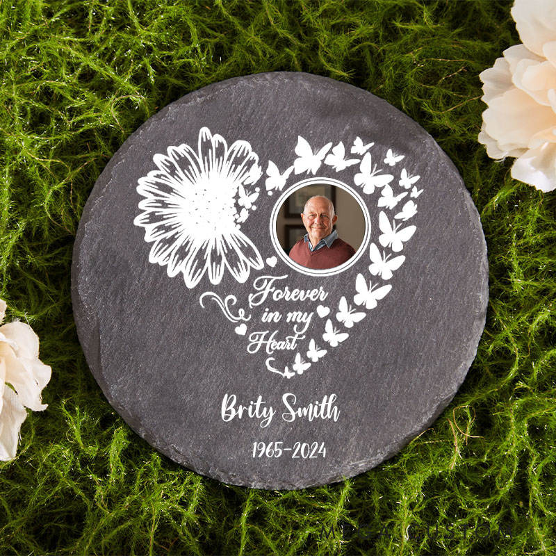 Personalized Memorial Stone Custom Photo Garden Stone Wife To Husband with Wings Memorial Grave Marker for Loss of Husband Sympathy Gift