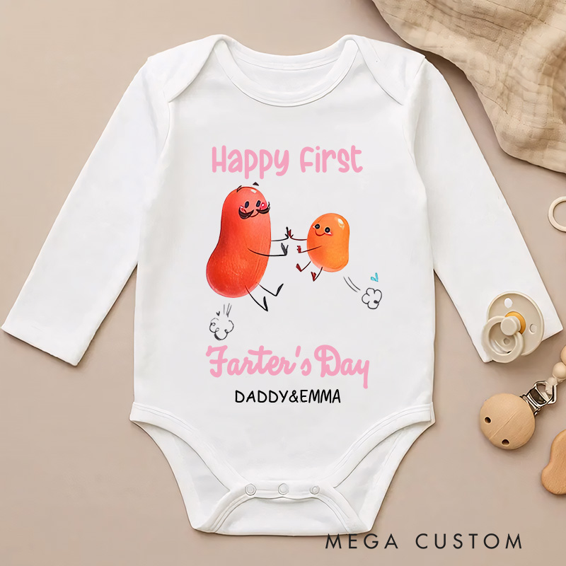 Personalized Happy First Farters Day Potato Baby Bodysuit Gift for Baby New Dad