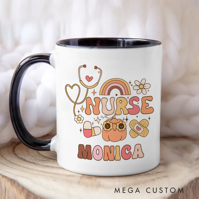 Personalized Nurse Mug Nurse Caring in Every Hue Fashion Design Coffee Mug Gift