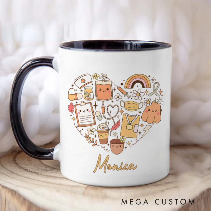 Personalized Nurse Mug Heart of a Nurse Care and Kindness Fashion Design Coffee Mug Gift