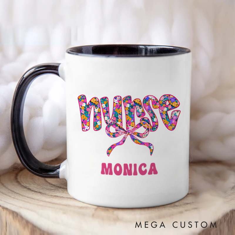Personalized Nurse Mug Nurse Floral and Fabulous Design Coffee Mug Gift