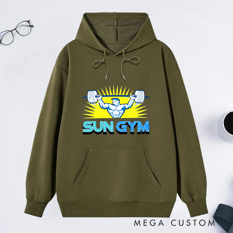 Personalized Fitness Classic Hoodies with Bodybuilder and Sunshine Logo for Fitness Enthusiasts Bodybuilders and Gym Lovers