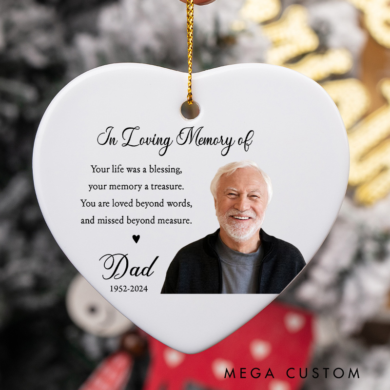 Personalized Photo Memorial Ornament Loss of Loved One Remembrance Christmas Ornament Memorial Day Ceramic Ornament Sympathy Gift 