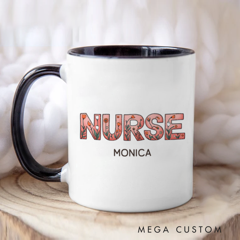 Personalized Nurse Mug Nurse Blooming with Care Coffee Mug Gift