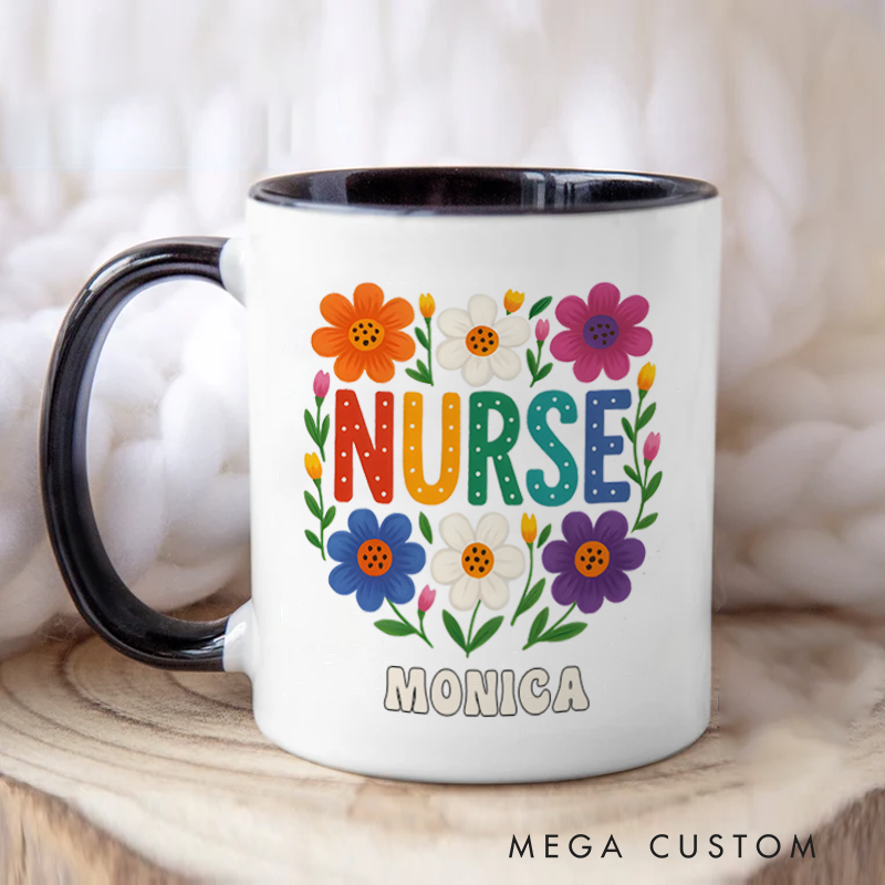 Personalized Nurse Mugs Nurse in Bloom Design Coffee Mug Gift