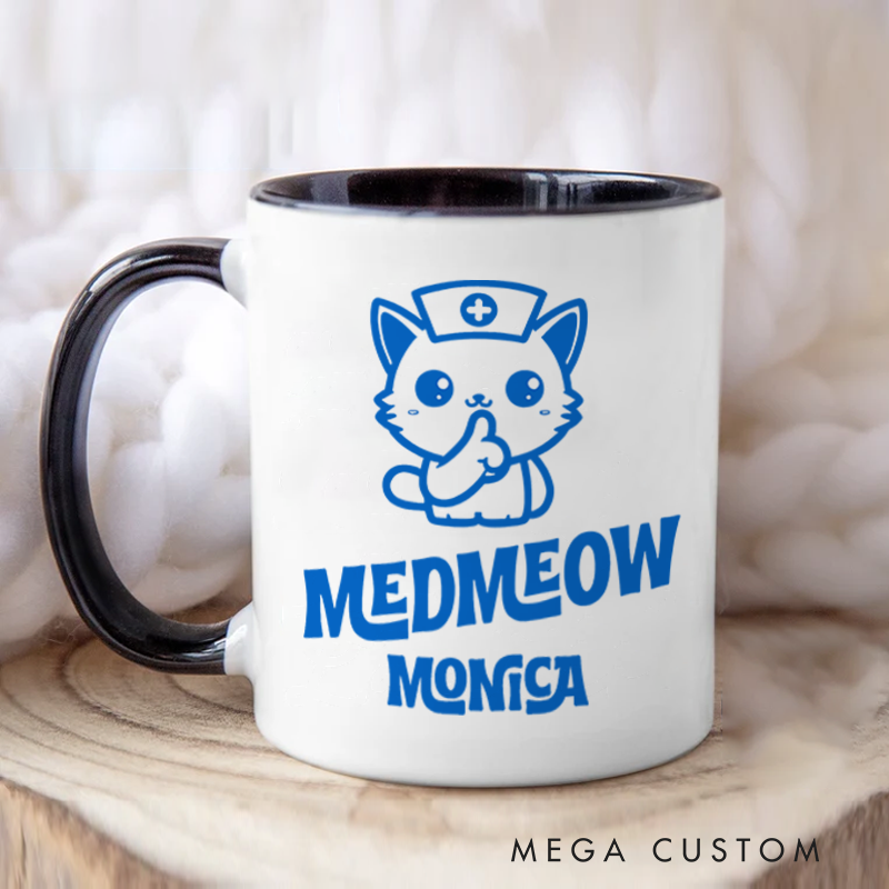 Personalized Nurse Mugs MedMeow Nurse Cat Design Coffee Mug Gift