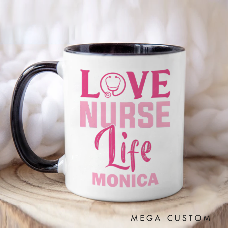 Personalized Nurse Mugs Love Nurse Life Design Coffee Mug Gift