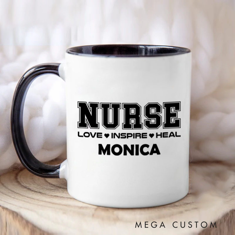 Personalized Nurse Mugs Nurse Love Inspire Heal Design Coffee Mug Gift