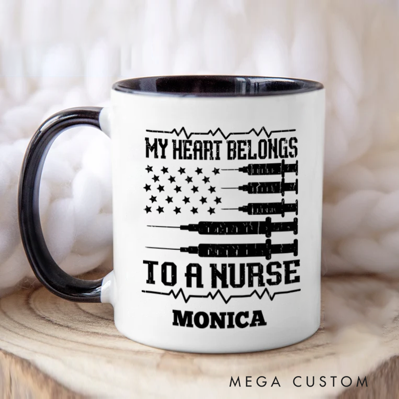 Personalized Nurse Mugs My Heart Belongs to a Nurse Design Coffee Mug Gift