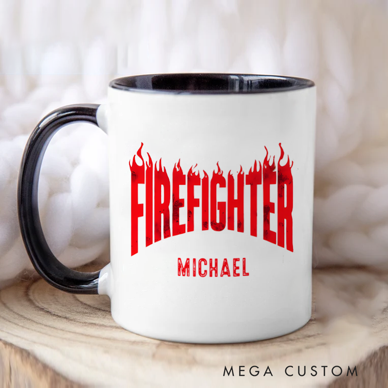Personalized Firefighter Mugs Firefighter Bold and Blazing Design Coffee Mug Gift