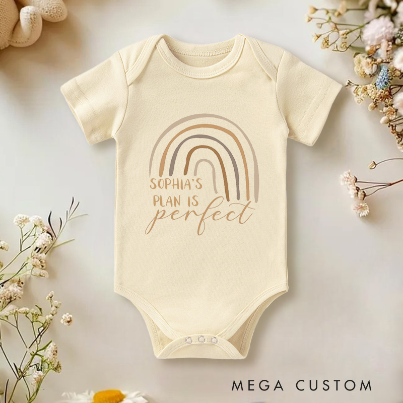 Personalized Her Plan Is Perfect Minimalist Rainbow Faith Inspired Baby Onesie  