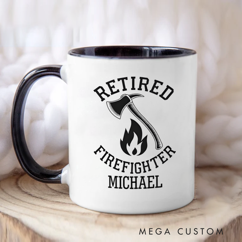 Personalized Firefighter Mugs Retired Firefighter Emblem Design Coffee Mug Gift