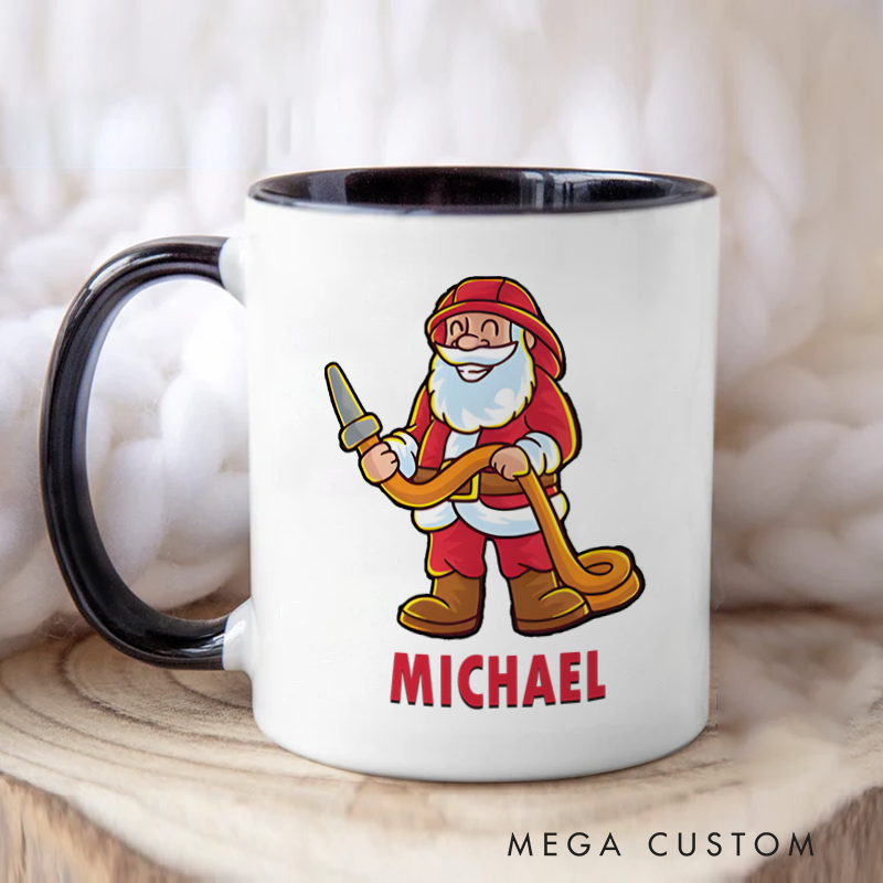 Personalized Firefighter Mugs Cheerful Firefighter Gnome Design Coffee Mug Gift