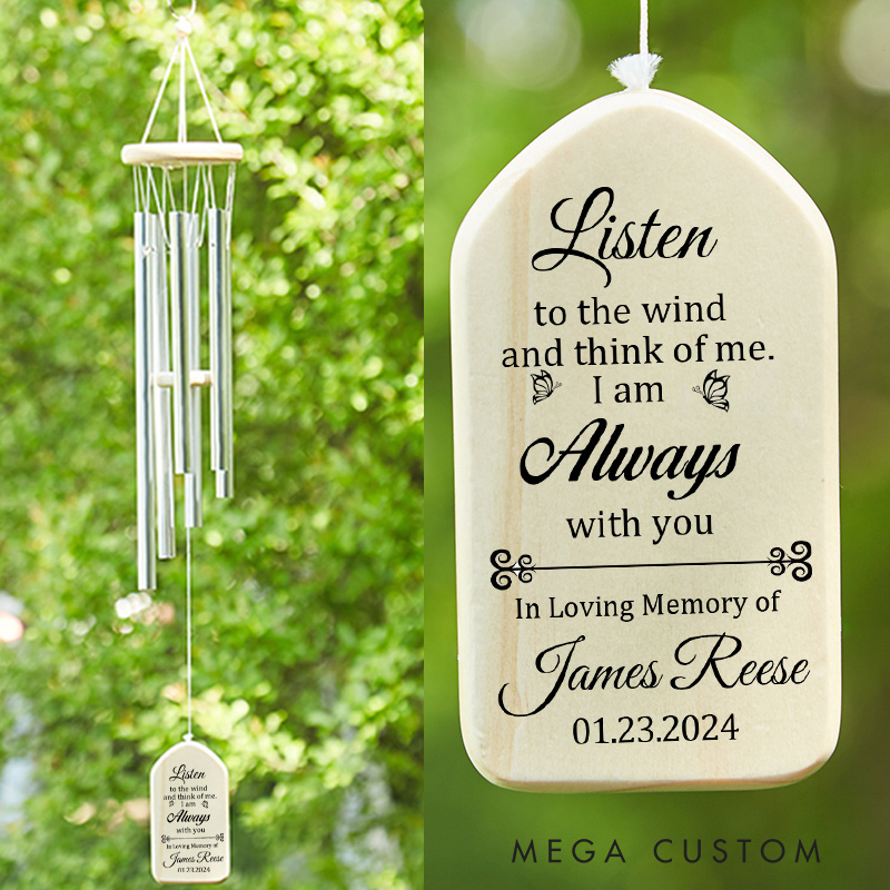 Personalized Memorial Wind Chime Custom Name Remembrance Gift for Loss of Father Mother Loved One Sympathy Garden Decor Funeral Keepsake